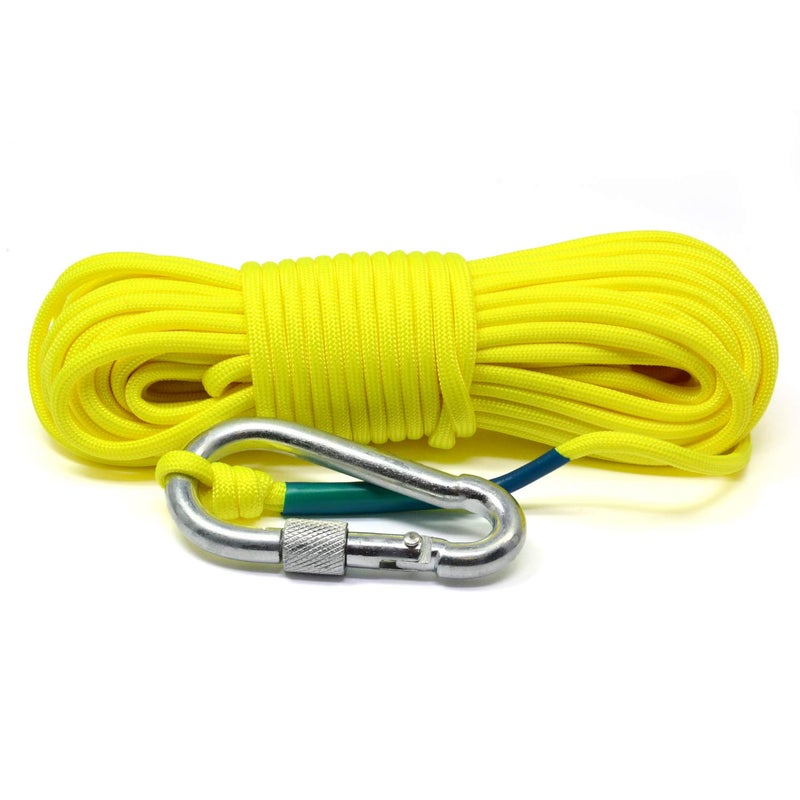 CMS MAGNETICS - Yellow 50-Foot Magnet Fishing Rope with Carabiner | 550-Pound Tensile Strength, Braided, Polyester Paracord | Camping, DIY Project, Hoisting, Lifting, Pulling - Image 2